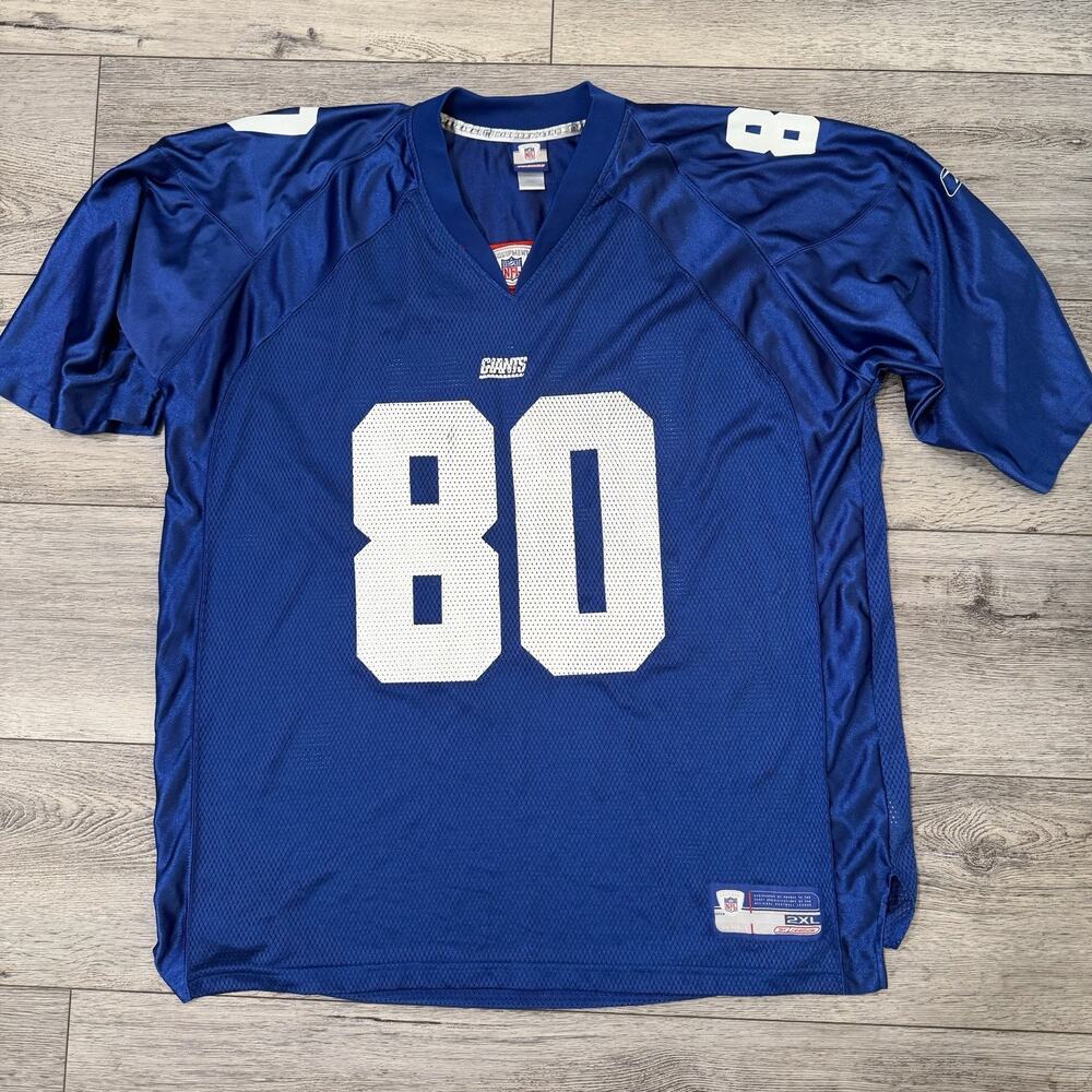 New York Giants Jersey Mens 2XL Blue NFL Football Jeremy Shockey Reebok 80
